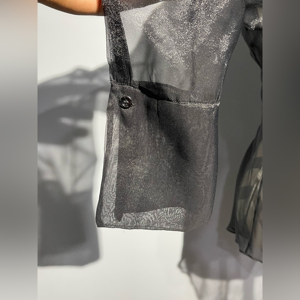 Zara Black Sheer Button Down Shirt - Picture 8 of 13